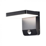 17W LED sieninis lauko &scaron;viestuvas, juodas, 3000K, IP65, su judesio davikliu