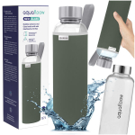 AquaFloow 700 ml stiklinis buteliukas | žalias dėklas | daugkartinio naudojimo buteliukas
