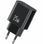 USAMS CC315 25W SIENINIS TELEFONŲ ĮKROVIKLIS USB-C USB-A GREITAS