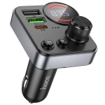 FM siųstuvas (USB, MicroSD, Bluetooth 5.4), automobilinis pakrovejas: 1xUSB-C, 1xUSB, iki 30W, QuickCharge iki 12V 2.5A: Hoco E86 - Juoda