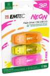 USB laikmena USB atmintinė Emtec C410 Neon 32GB, 3 vnt. paketas, USB 2.0, įvairių spalvų