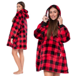 Džemperisantklodė Kocobluza 2 viename Oversize Gobtuvas Storas &Scaron;erpa Juodai raudonas