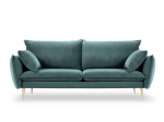 Trivietė aksominė sofa Milo Casa Elio, žalia/auksinės spalvos