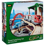 &bdquo;Brio World Circuit Travellers&ldquo; platforma &ndash; 42 dalių komplektas &ndash; Medinė traukinio trasa &ndash; &bdquo;Ravensburger&ldquo; &ndash; Nuo 3 metų &ndash; 33512