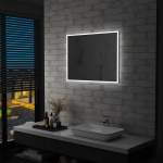 Sieninis vonios kambario veidrodis su LED, 80x60cm,