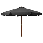 Lauko skėtis su mediniu stulpu vidaXL, 330 cm, pilkas