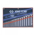 Plok&scaron;čių-kilpinių raktų rinkinys, 18 vnt. KING TONY
