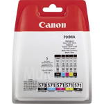Kelių pakuočių ra&scaron;alo kasetės &ndash; CANON &ndash; PGI-570 juoda + CLI-571 juoda / žalsvai mėlyna / rausvai raudona / geltona