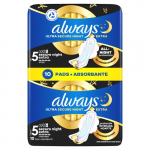 Always Ultra Secure Night Extra Size 5 higieniniai paketai su sparneliais, 10 vnt.