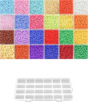 Stiklinių apvalių karoliukų (biserio) 6/0 RainBow&reg; 24 spalvų po 10 g rinkinys su dėžute, &scaron;viesus