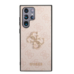 Guess PU 4G Metal Logo Case skirtas Samsung Galaxy S23 Ultra, rožinis