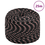 Valties virvė vidaXL, juoda, 8mm, 25m