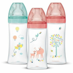 Kūdikių buteliukai DODIE antikolikiniai, rinkinys i&scaron; 3 vnt. &ndash; 330 ml, apvalus žindukas, 3 tėkmės greičiai