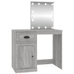 vidaXL Kosmetinis staliukas su LED, pilkas, 90x50x132,5cm, mediena