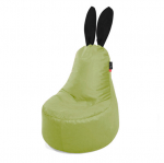 Vaiki&scaron;kas sėdmai&scaron;is QUBO&trade; Mommy Rabbit su juodomis ausimis, alyvuogių spalvos VELVET FIT, modernus, žalias, i&scaron; dirbtinės odos