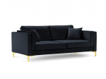 Keturvietė sofa Luis 4, tamsiai mėlyna/auksinė