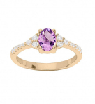 Troli Gražus paauksuotas žiedas su ametistu ir cirkoniais PO/SRC0203AM