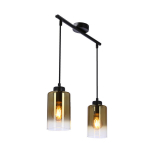Pakabinamas &scaron;viestuvas Candellux Aspra juodas 2x60W E27 su gintarinio stiklo gaubtu