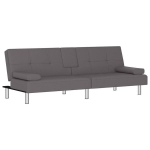 Sofa-lova su puodelių laikikliais vidaXL, pilka