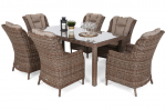Lauko baldų komplektas Bristol 180 cm, 6+1, &scaron;viesiai rudas