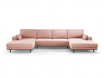 Panoraminė velvet sofa Hebe, 6 sėdimos vietos, rožinė