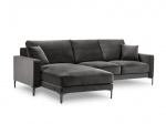 Kairinė kampinė velvet sofa Venus, 4 sėdimos vietos, pilka