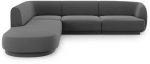 Aksominė kairinė kampinė sofa Micadoni Miley, 252 x 220 x 74, pilka