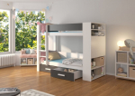 Dviauk&scaron;tė lova Adrk Furniture Garet, 80x180 cm, balta/juoda