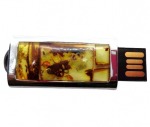 16 GB USB atmintinė su gintaro apdaila, geltona, 1 vnt.