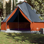 &Scaron;eimos palapinė, pilka ir oranžinė, 10 vietų, tipi