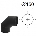 90&deg; lenkimas. Juodas metalas 2 mm. D-150 mm.