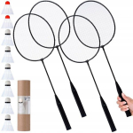 Badmintono rinkinys: 4 raketės, 8 kamuoliukai, 61 cm