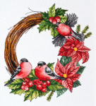 Siuvinėjimo kryželiu rinkinys. Kalėdinis vainikas (Žiemos pasaka) 25x27 cm AAH-154
