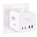 4 jungčių adapteris su USB baltas lizdas