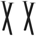 Valgomojo stalo kojelės, x formos, 2 vnt., juoda, 50x(72-73) cm