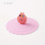 Kūrybingas silikoninis puodelio dangtelis, sandarus dubens dangtis., 6 vnt Pink+Pink Rabbit