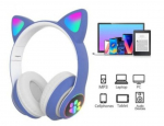 HAPPY PEOPLE Belaidės &bdquo;Bluetooth&ldquo; ausinės &ndash; &bdquo;Cat Ear LED&ldquo; žaidimų ausinės, mėlynos spalvos