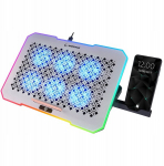 Rampage Freez 9-17" Rgb au&scaron;inimo stovas su 6 ventiliatoriais, sidabrinis