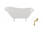 Vonia Besco Otylia 170, White+White, su sifonu Klik-klak Gold