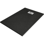 Stačiakampis du&scaron;o padėklas Mexen Hugo SMC, 130 x 80 cm, Black+Inox