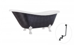 Vonia Besco Otylia Glam 160, Graphite+Chrome, su sifonu su persipylimu Klik-klak Black