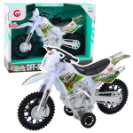 Off-Road krosinis motociklas su &scaron;viesos ir garso efektais, baltas