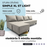 Didelis kampinis sofos be porankių Simple XL St Light &Scaron;viesiai pilka