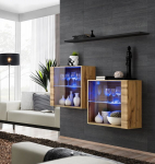 3-jų dalių svetainės baldų komplektas ASM Switch SB III, ąžuolo/juodos spalvos