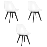 Transparent Dining Chair Set MARK (3 pcs) &ndash; Modern Clear Seat with Black Legs