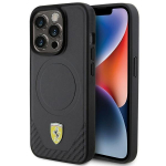 Dėklas Ferrari Carbon Metal Logo MagSafe prie iPhone 15 Pro - Pagrindinis