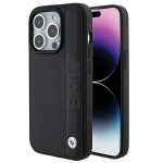 BMW odinis tekstūruotas ir dryžuotas dėklas iPhone 15 Pro - juodas