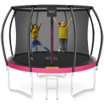 Batutas 4FIZJO PRO su apsauginiu tinklu 312 cm (10FT) &ndash; sustiprinta konstrukcija, saugūs elementai, komplekte kopėtėlės