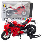 Metalinis sportinio motociklo modelis su &scaron;viesos ir garso efektais, 1:12, raudonas