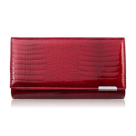 Moteri&scaron;ka odinė piniginė didelė raudona lakuota Croco SP-19-CRD